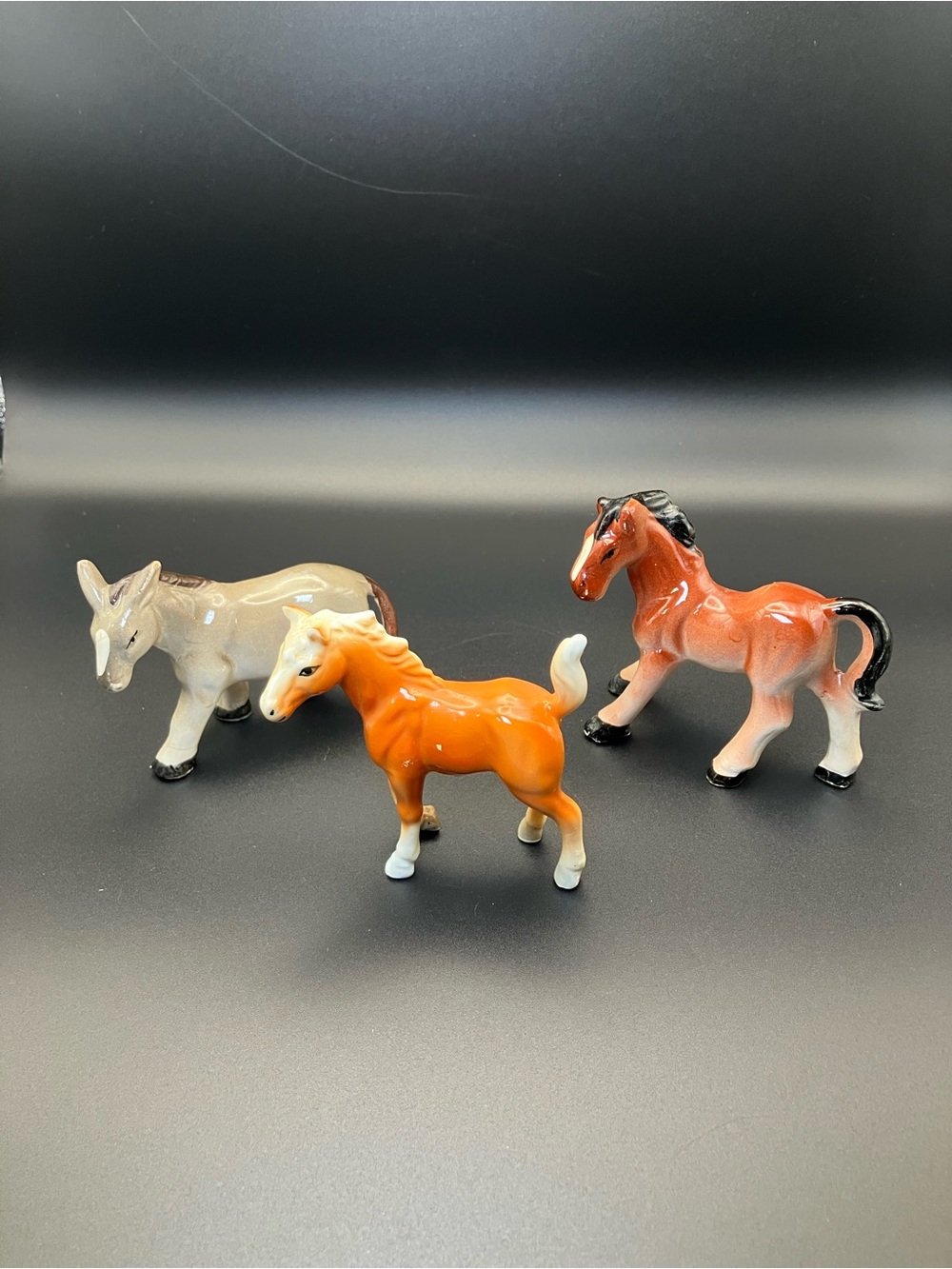 Vintage Japan and Taiwan Collectible Ceramic Horse and Donkey Figurine Set